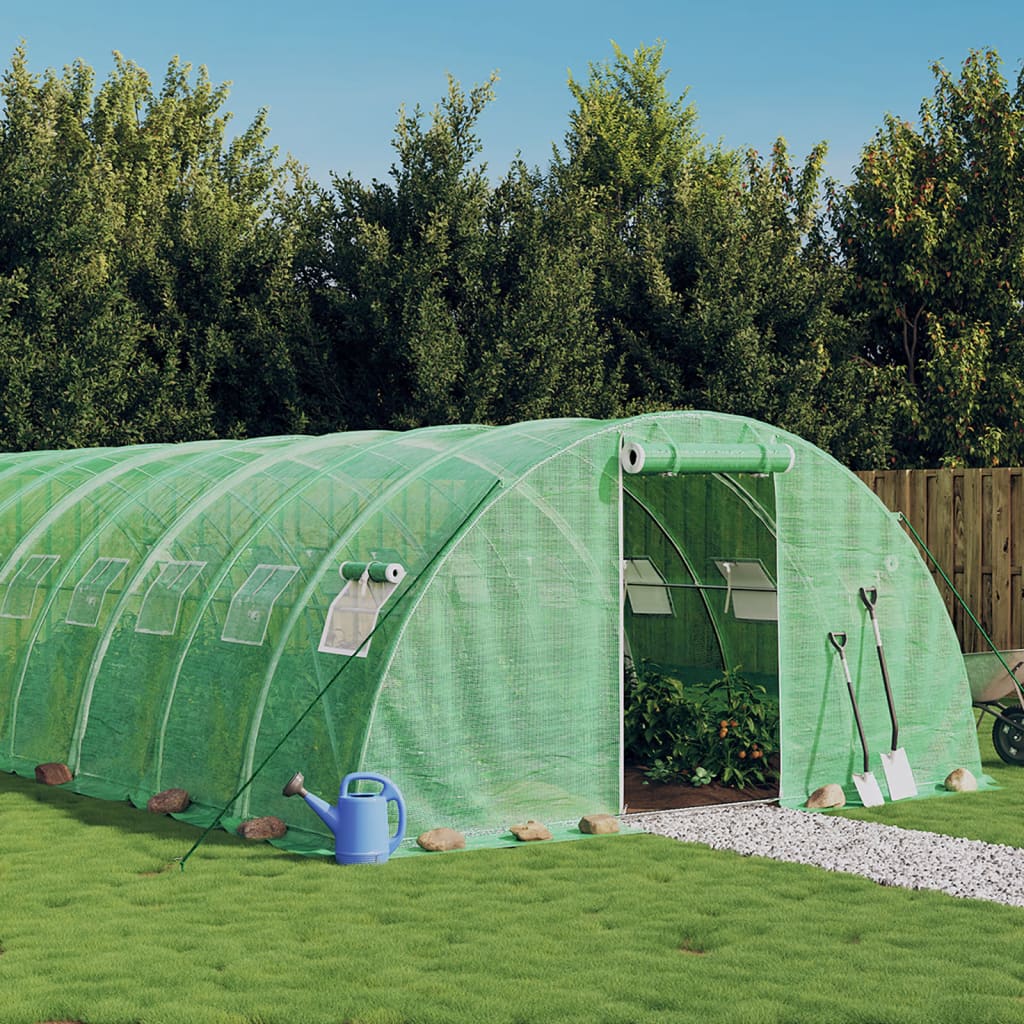 vidaXL Serre avec cadre en acier vert 32 m² 8x4x2 m