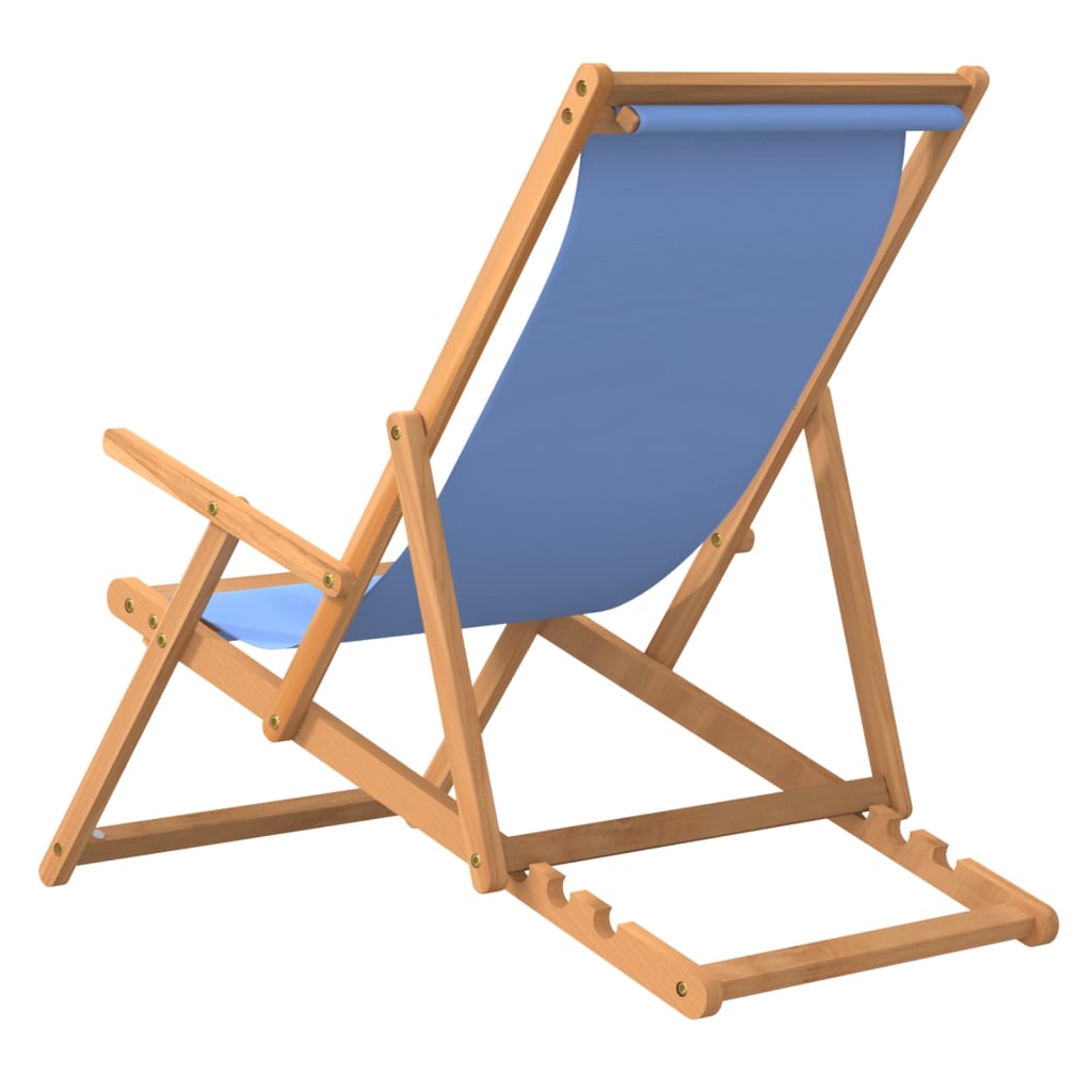 vidaXL Chaise de plage pliable Bois de teck solide Bleu