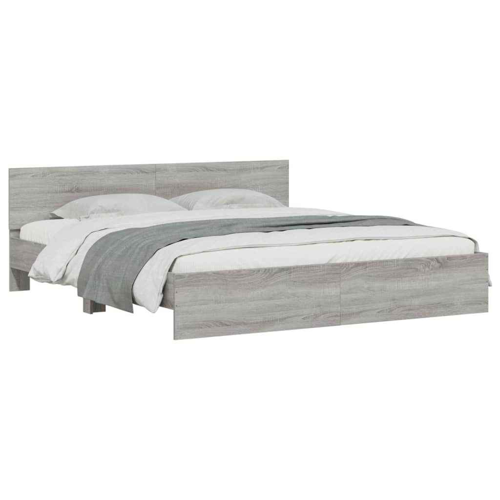 vidaXL Cadre de lit sans matelas sonoma gris 200x200 cm