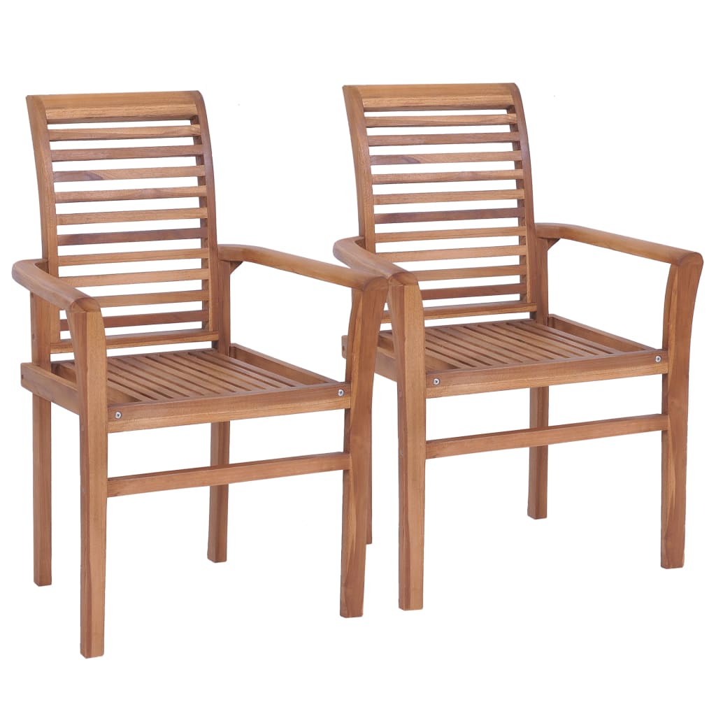 vidaXL Chaises à manger lot de 2 avec coussins blanc crème Bois teck