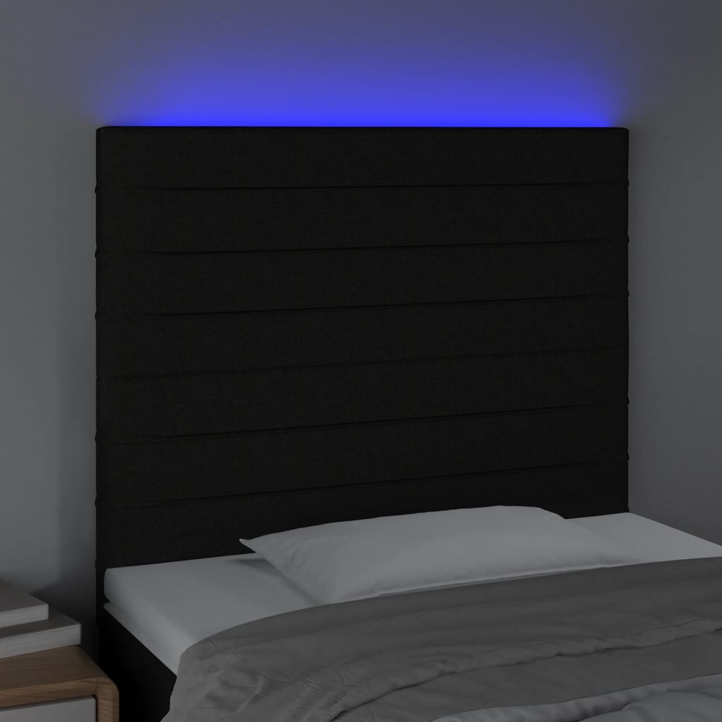 vidaXL Tête de lit à LED Noir 100x5x118/128 cm Tissu