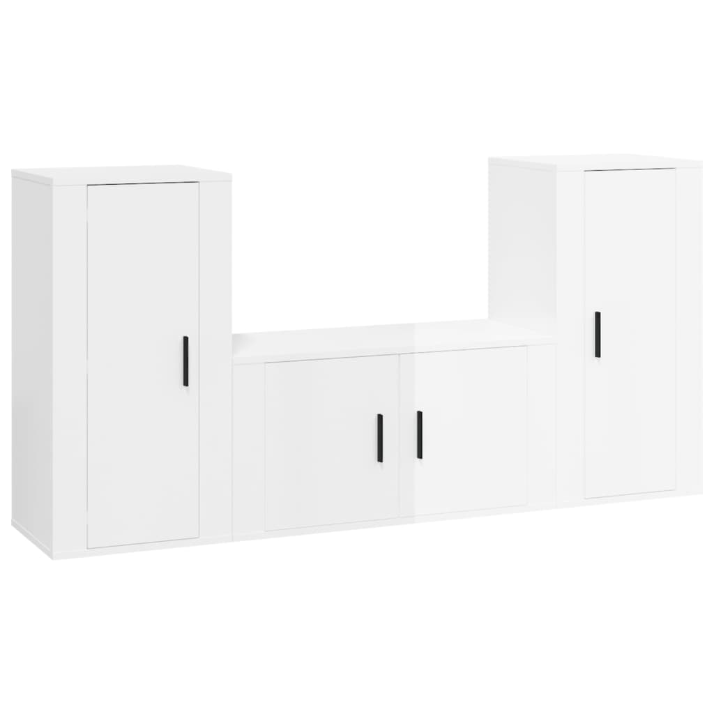 vidaXL Ensemble de meubles TV 3 pcs Blanc brillant Bois d'ingénierie