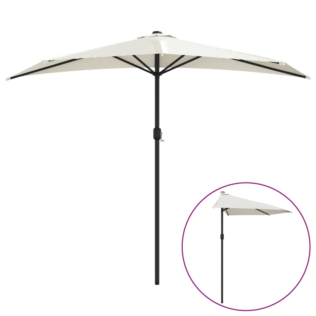 vidaXL Parasol de balcon avec mât en aluminium Sable 270x144 cm Demi