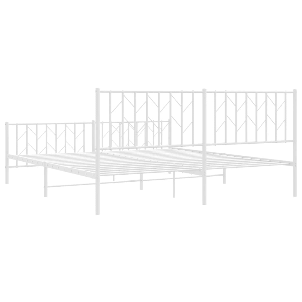 vidaXL Cadre de lit métal sans matelas et pied de lit blanc 183x213 cm