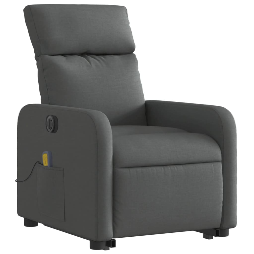 vidaXL Fauteuil inclinable de massage électrique Gris foncé Tissu