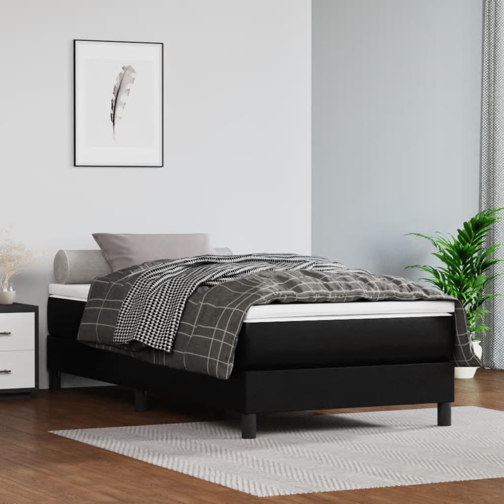 vidaXL Sommier à lattes de lit avec matelas Noir 80x200cm Similicuir