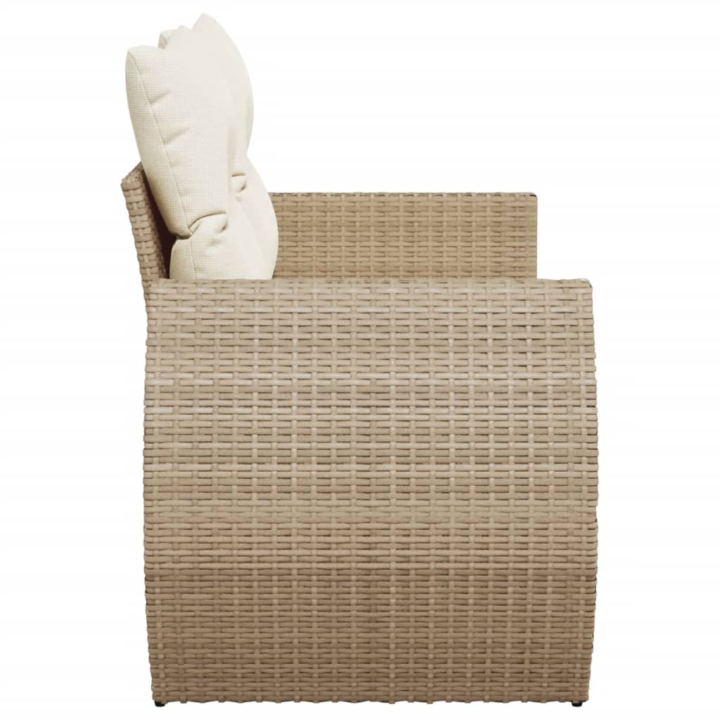 vidaXL Canapé de jardin avec coussins 2 places beige résine tressée