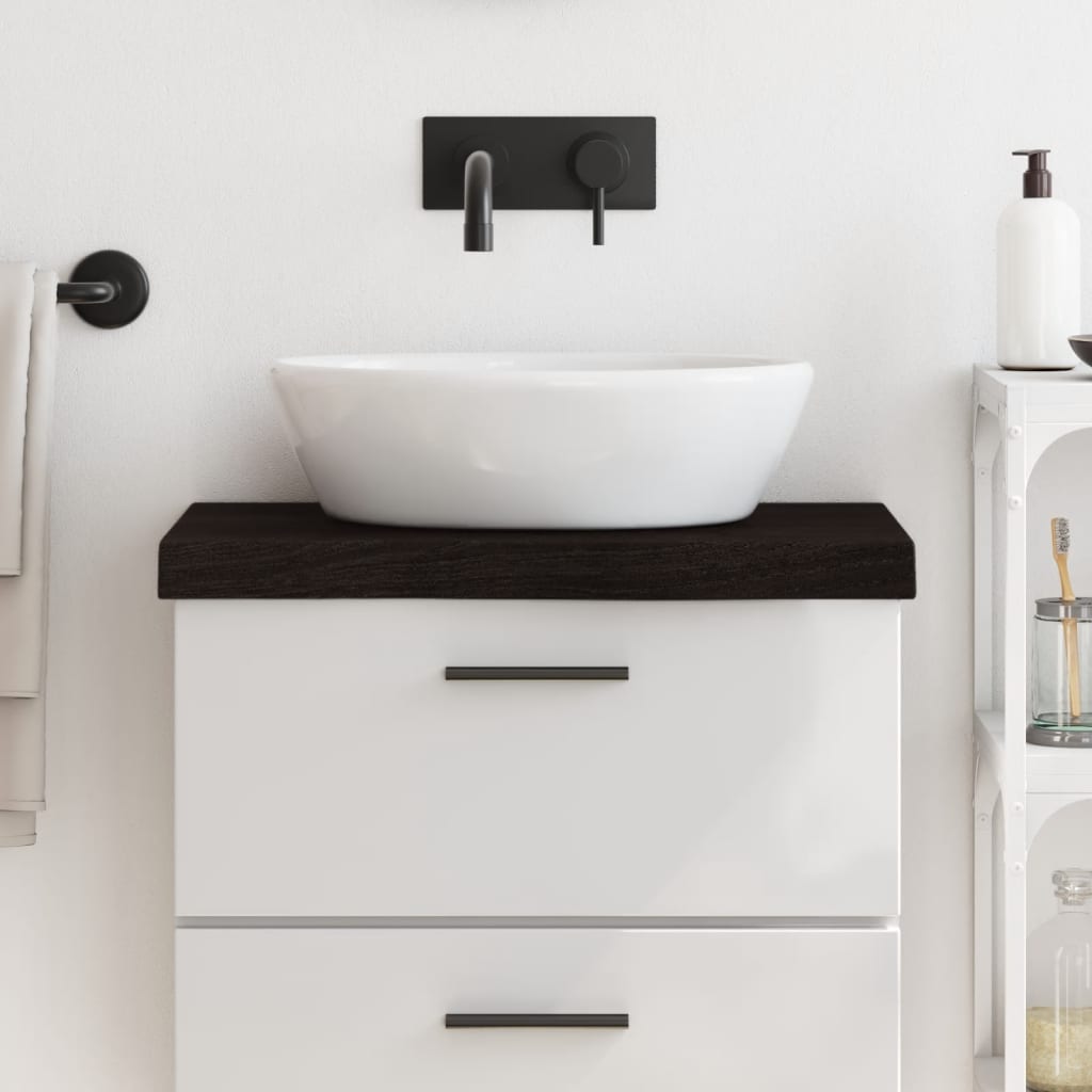 vidaXL Comptoir de salle de bain marron foncé bois massif traité