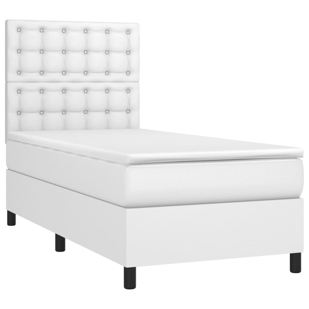 vidaXL Sommier à lattes de lit avec matelas et LED Blanc 90x200 cm