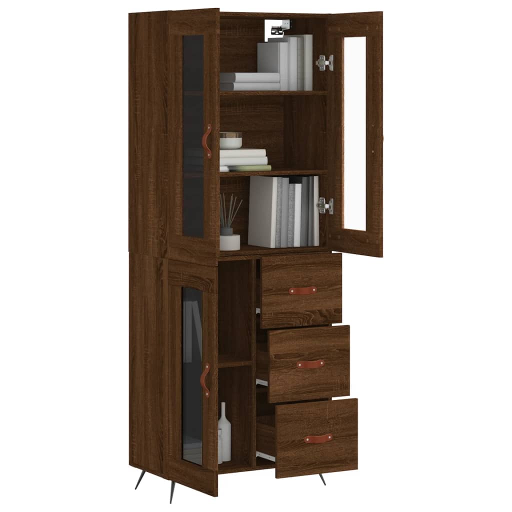 vidaXL Buffet haut Chêne marron 69,5x34x180 cm Bois d'ingénierie