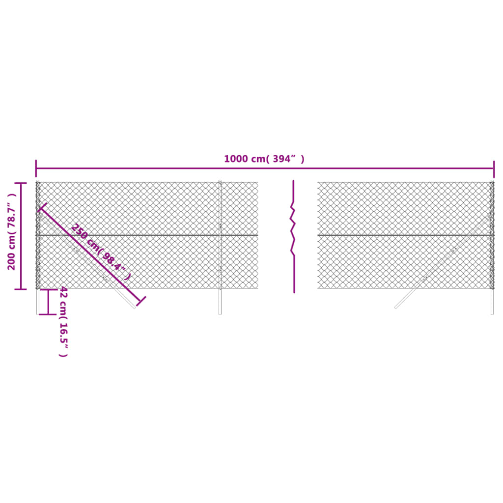 vidaXL Clôture à mailles losangées anthracite 2x10 m