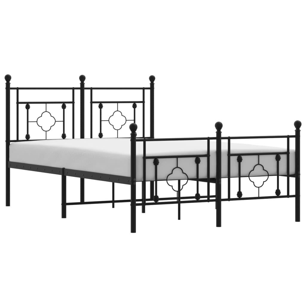 vidaXL Cadre de lit métal sans matelas avec pied de lit noir 120x200cm