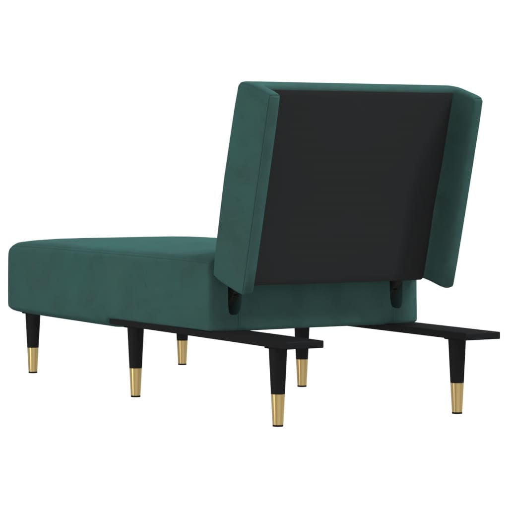 vidaXL Chaise longue vert foncé velours