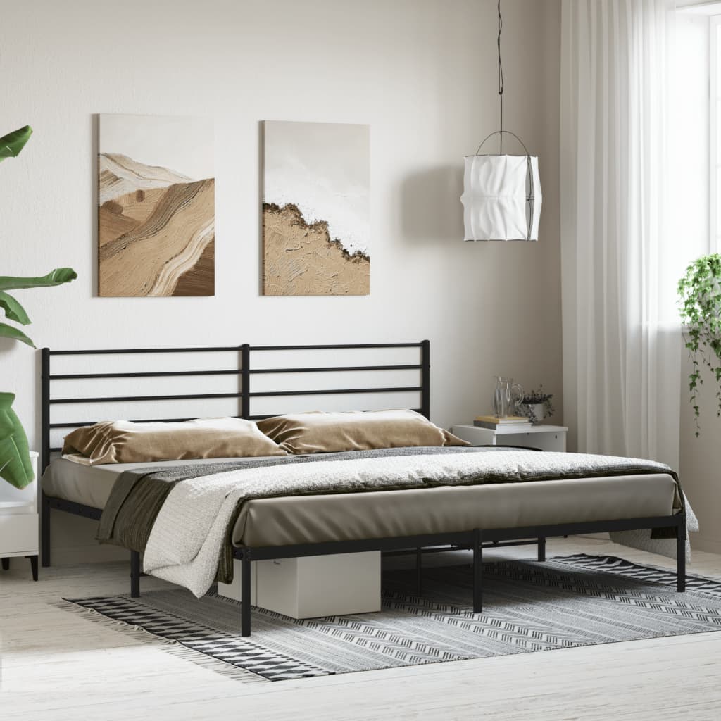 vidaXL Cadre de lit métal sans matelas avec tête de lit noir 183x213cm