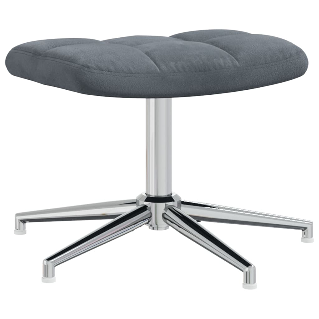 vidaXL Chaise de relaxation avec tabouret Gris foncé Velours