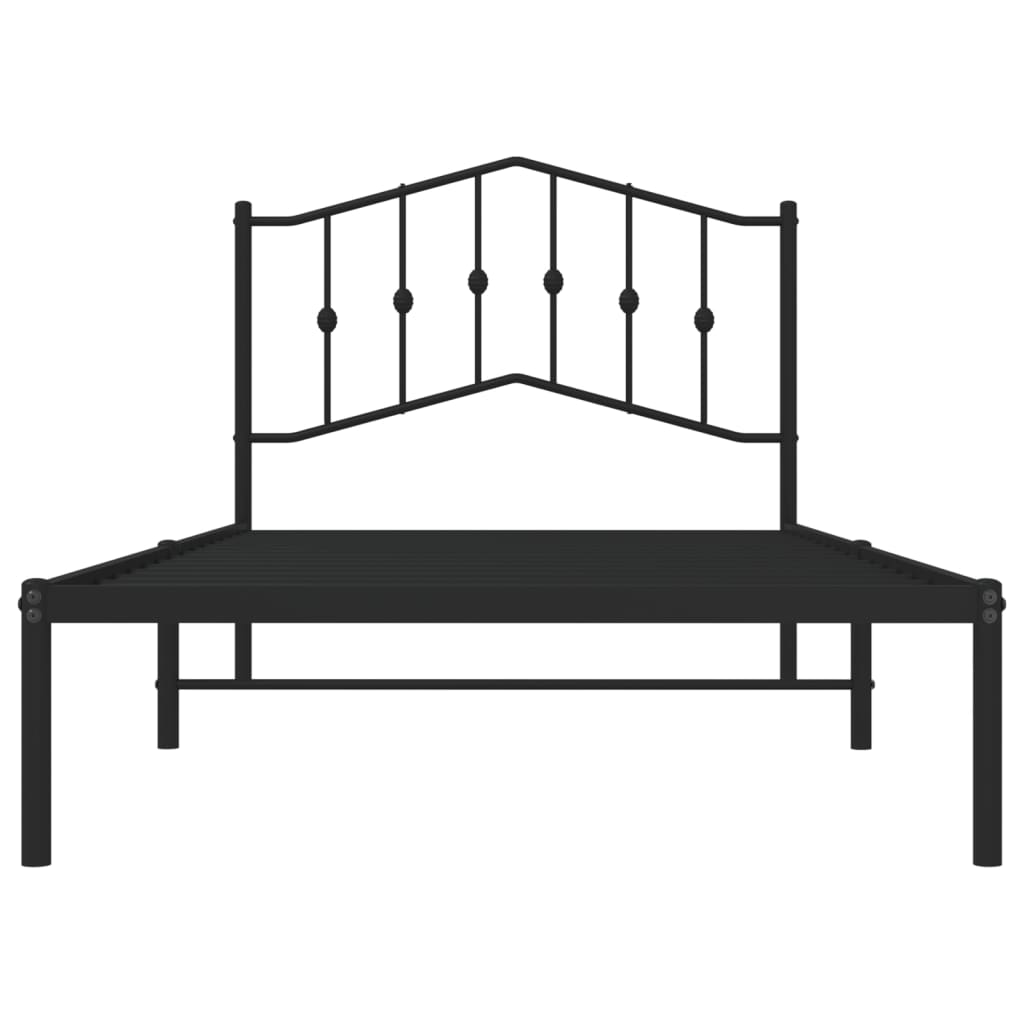 vidaXL Cadre de lit métal sans matelas avec tête de lit noir 100x190cm