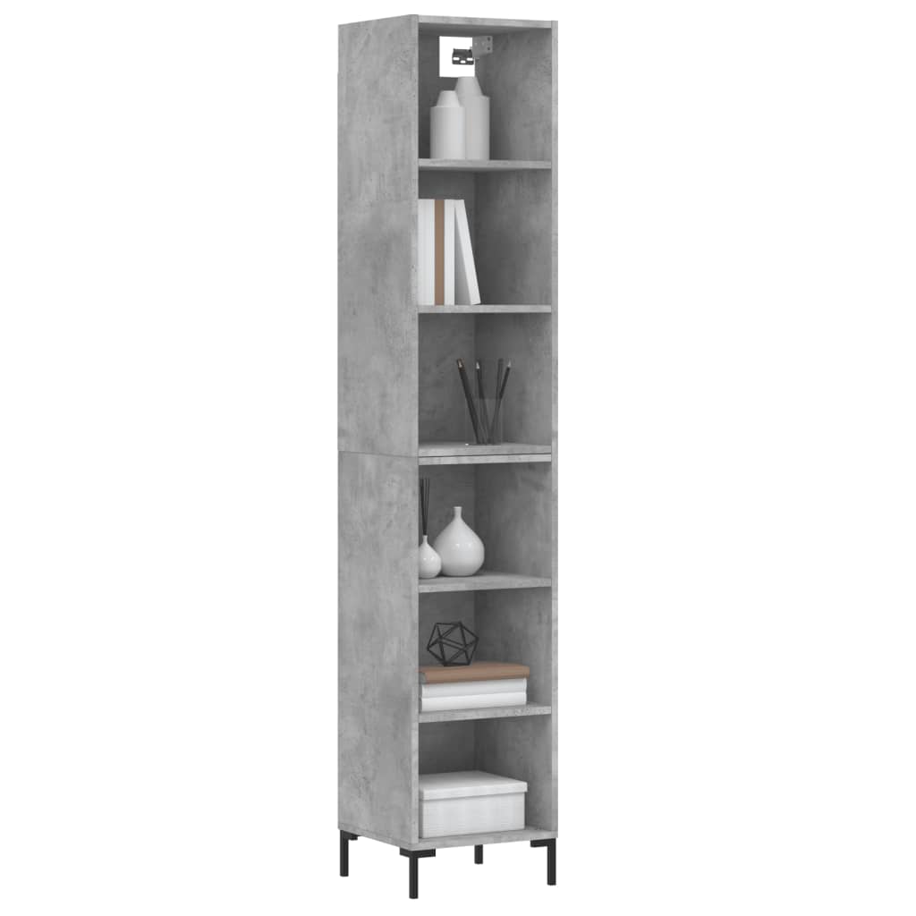 vidaXL Buffet haut Gris béton 34,5x32,5x180 cm Bois d'ingénierie