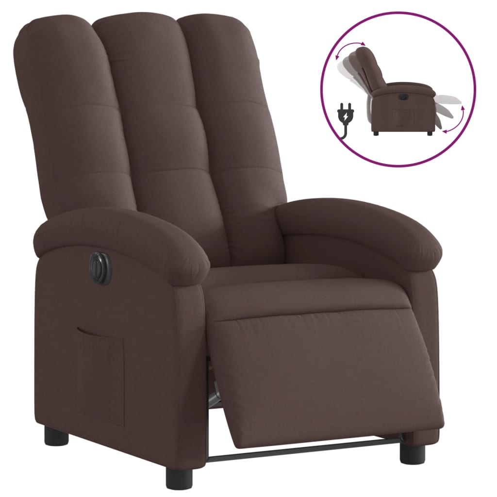 vidaXL Fauteuil inclinable électrique Marron foncé Tissu