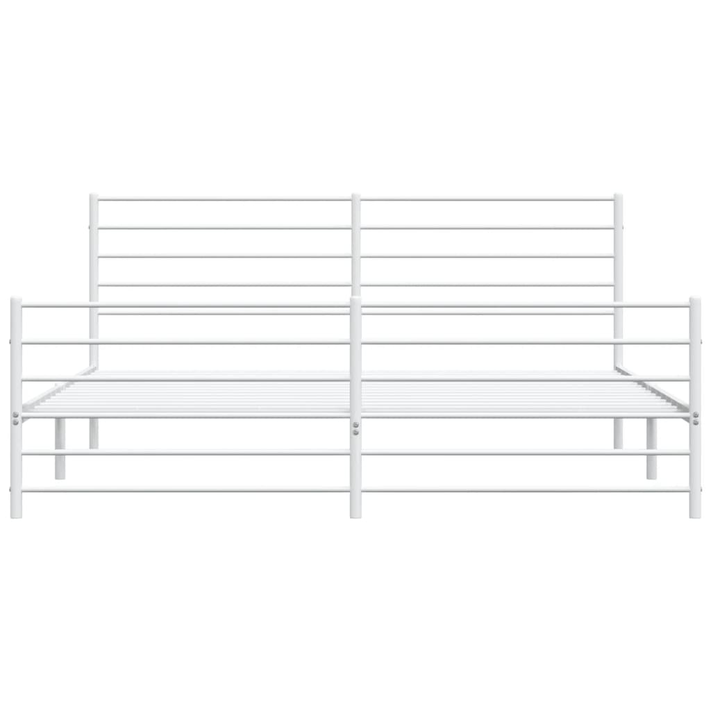 vidaXL Cadre de lit métal sans matelas et pied de lit blanc 183x213 cm