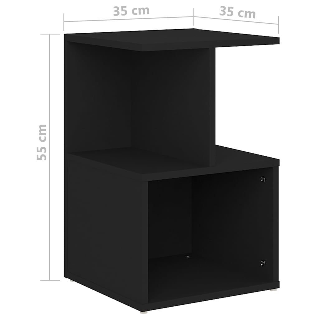 vidaXL Tables de chevet 2 pcs noir 35x35x55 cm bois d'ingénierie