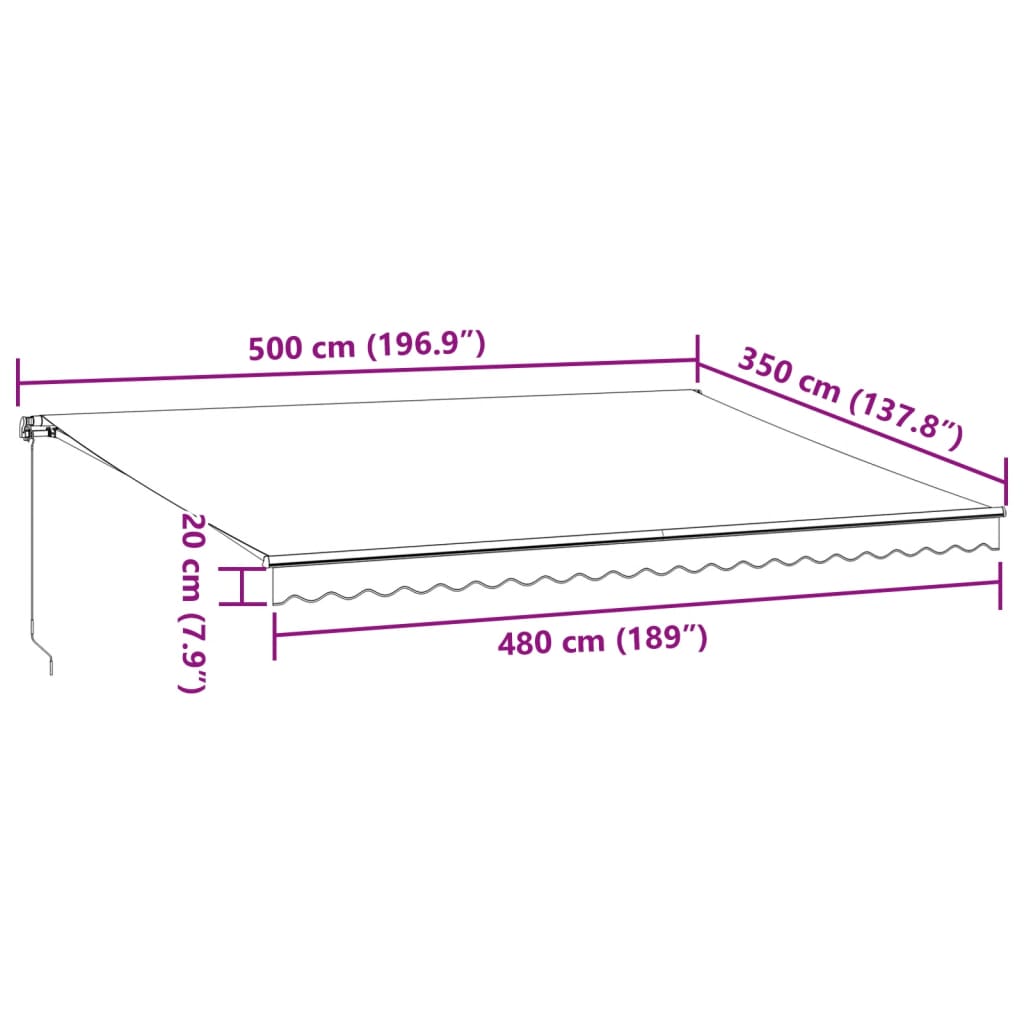 vidaXL Auvent manuel rétractable avec LED marron 500x350 cm