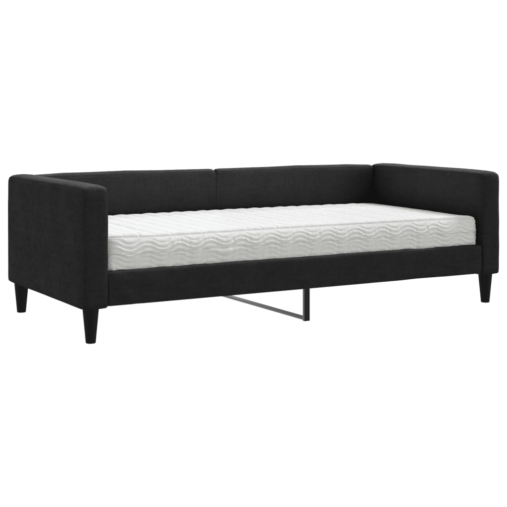 vidaXL Lit de jour avec matelas noir 90x190 cm tissu