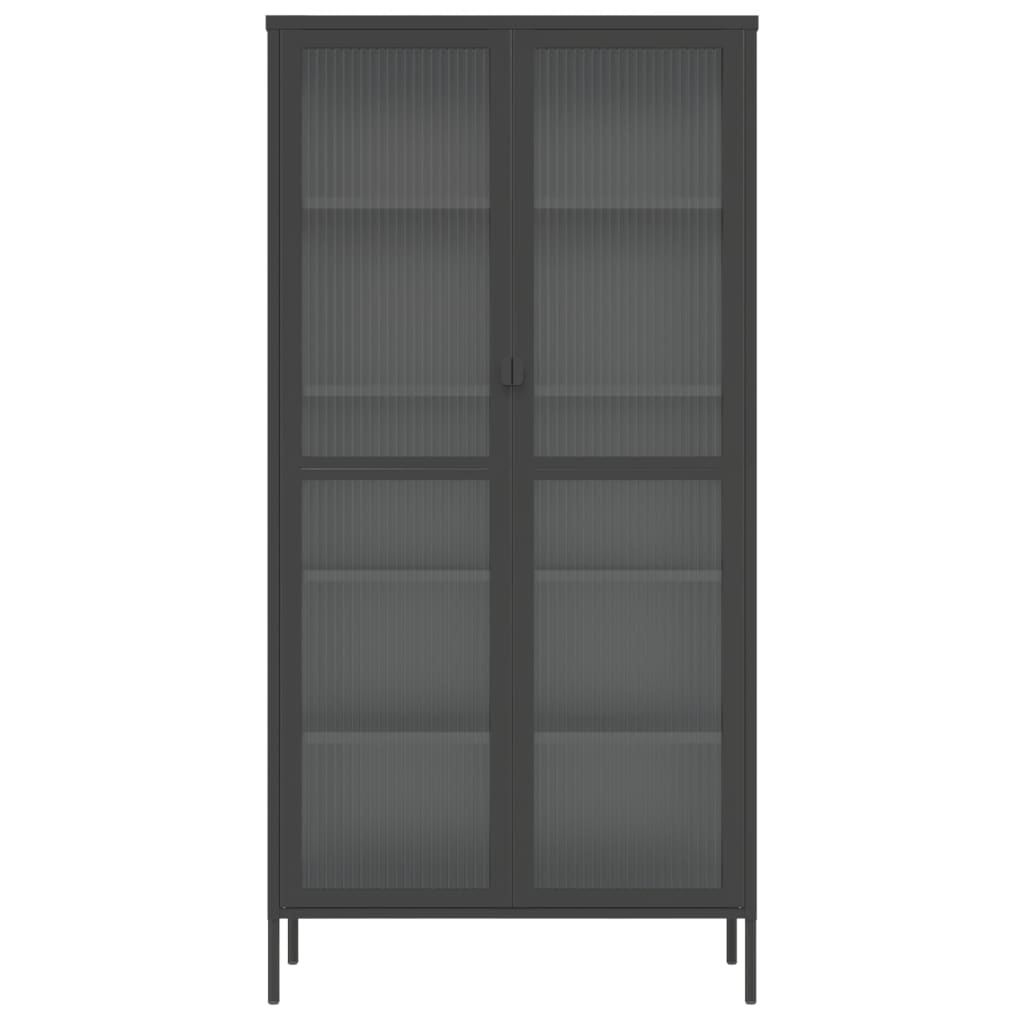 vidaXL Buffet haut noir 85x40x180 cm verre et acier