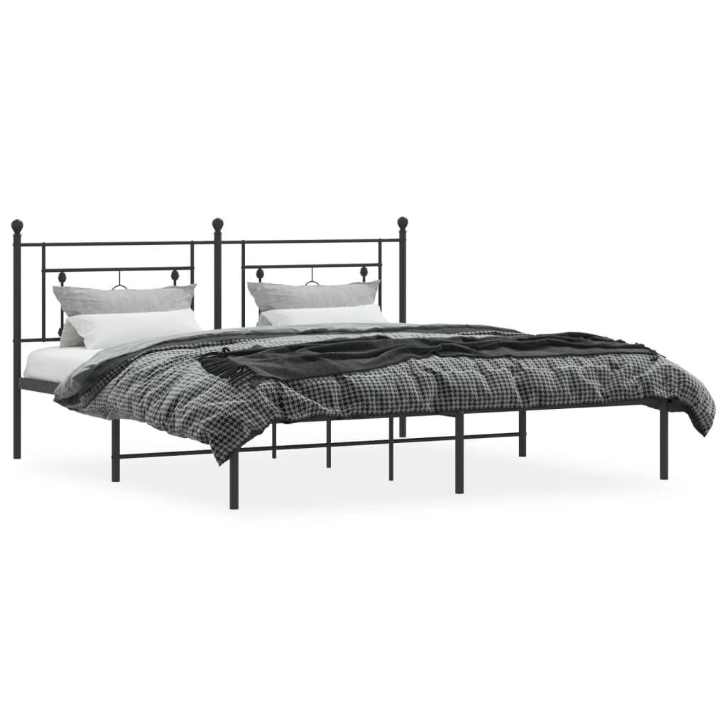 vidaXL Cadre de lit métal sans matelas et tête de lit noir 180x200 cm