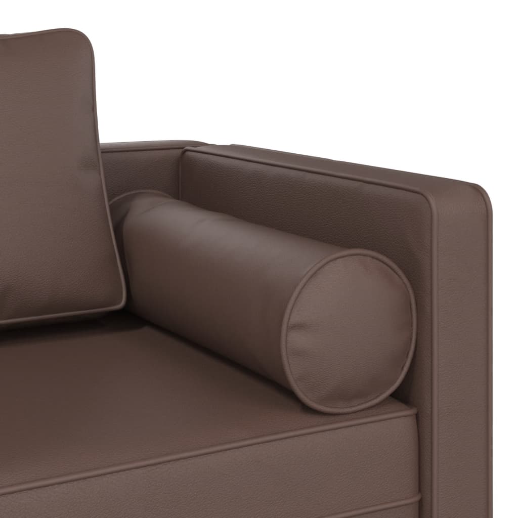 vidaXL Chaise longue avec coussins marron similicuir