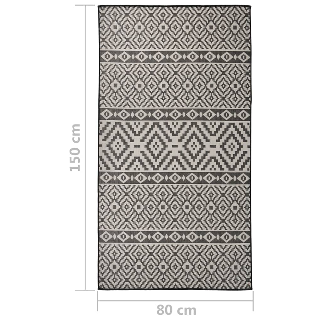 vidaXL Tapis à tissage plat d'extérieur 80x150 cm Rayures noires