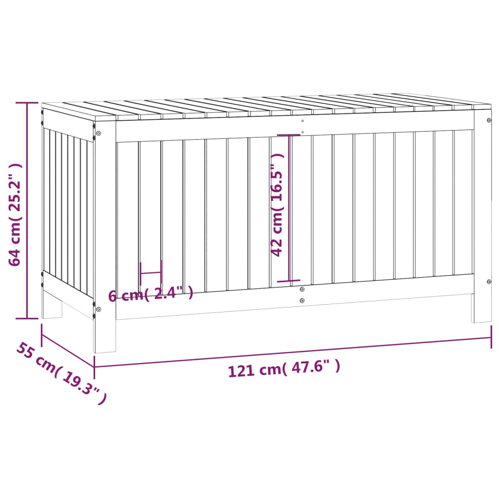 vidaXL Boîte de rangement de jardin Gris 121x55x64 cm Bois de pin