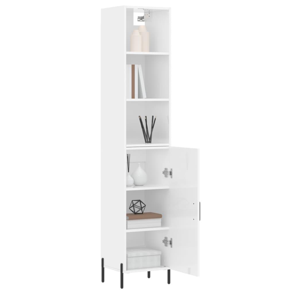 vidaXL Buffet haut Blanc brillant 34,5x34x180 cm Bois d'ingénierie