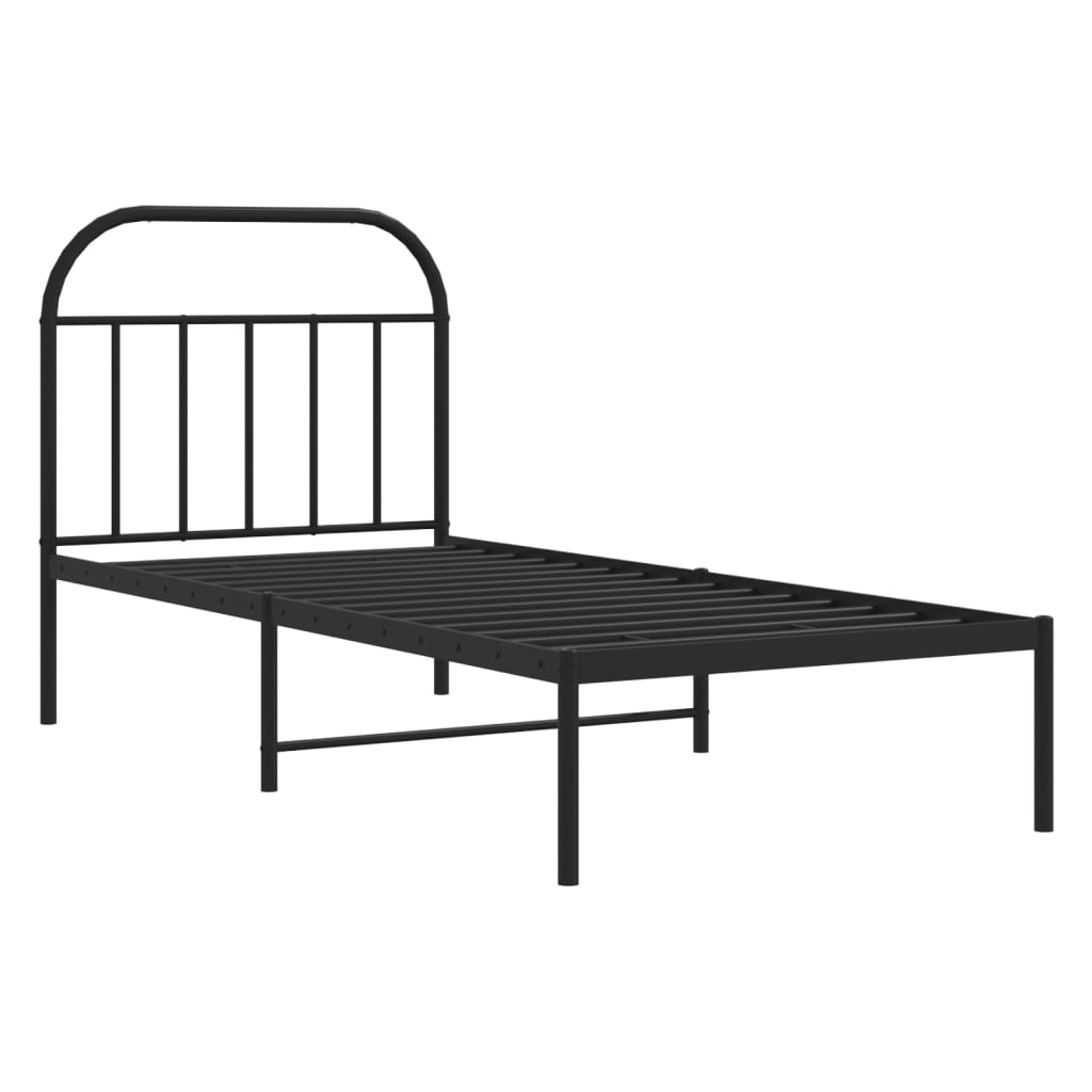 vidaXL Cadre de lit métal sans matelas avec tête de lit noir 90x190 cm