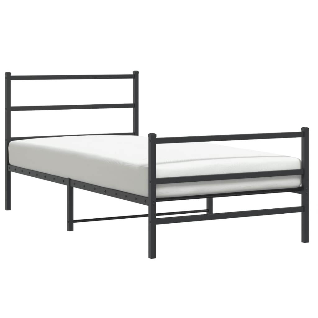 vidaXL Cadre de lit métal sans matelas avec pied de lit noir 107x203cm