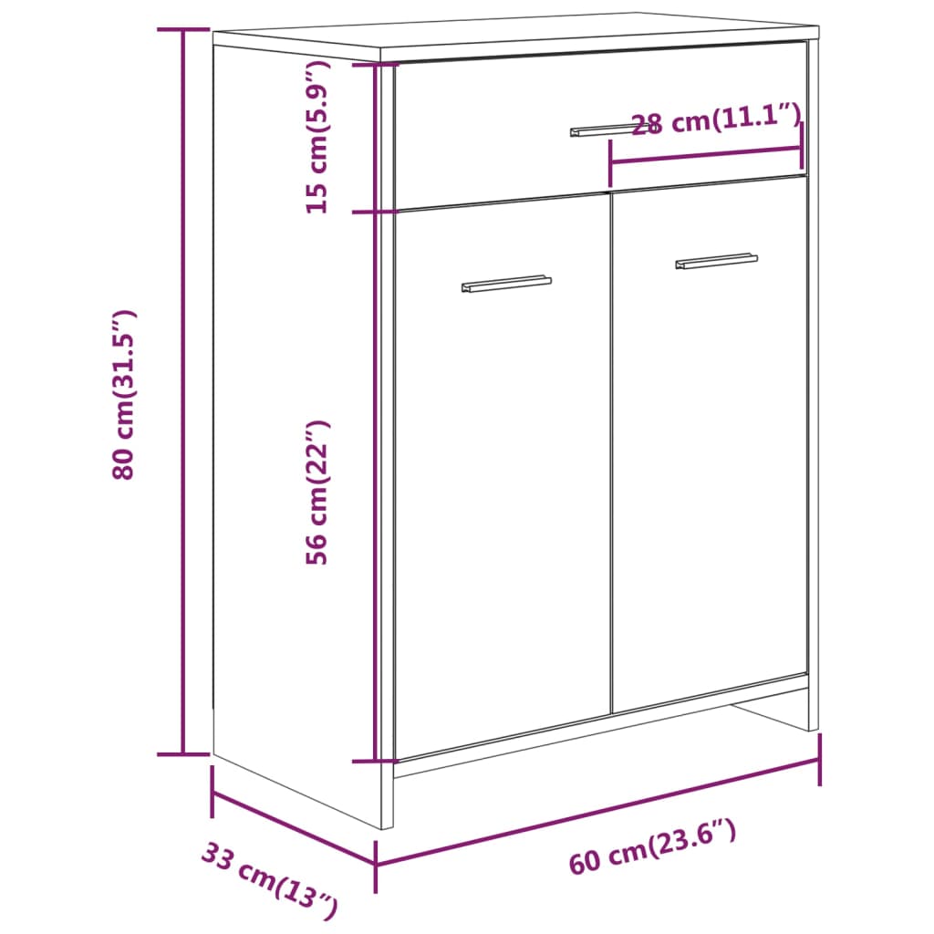 vidaXL Armoire de bain Chêne marron 60x33x80 cm Bois d'ingénierie