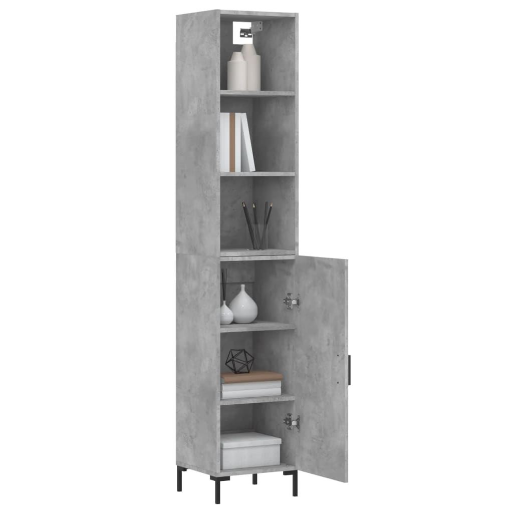 vidaXL Buffet haut Gris béton 34,5x34x180 cm Bois d'ingénierie