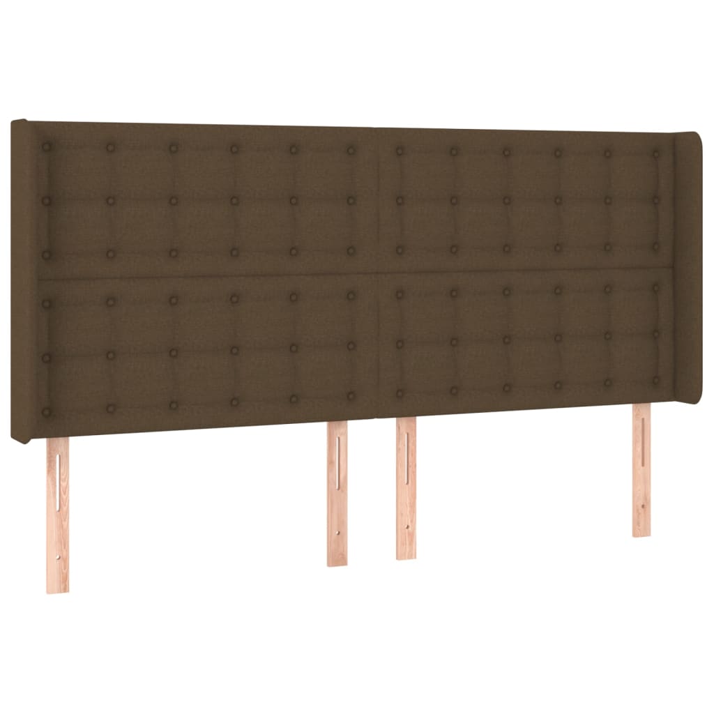 vidaXL Tête de lit avec oreilles Marron foncé 203x16x118/128 cm Tissu