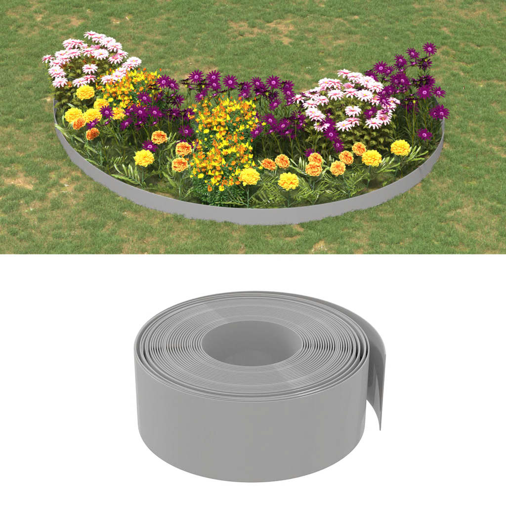 vidaXL Bordures de jardin 5 pcs gris 10 m 20 cm polyéthylène