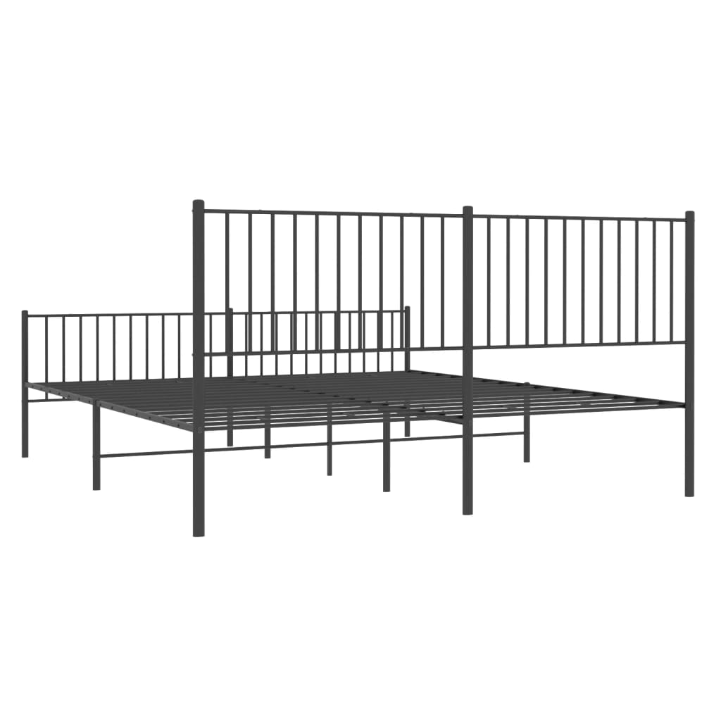 vidaXL Cadre de lit métal sans matelas avec pied de lit noir 180x200cm