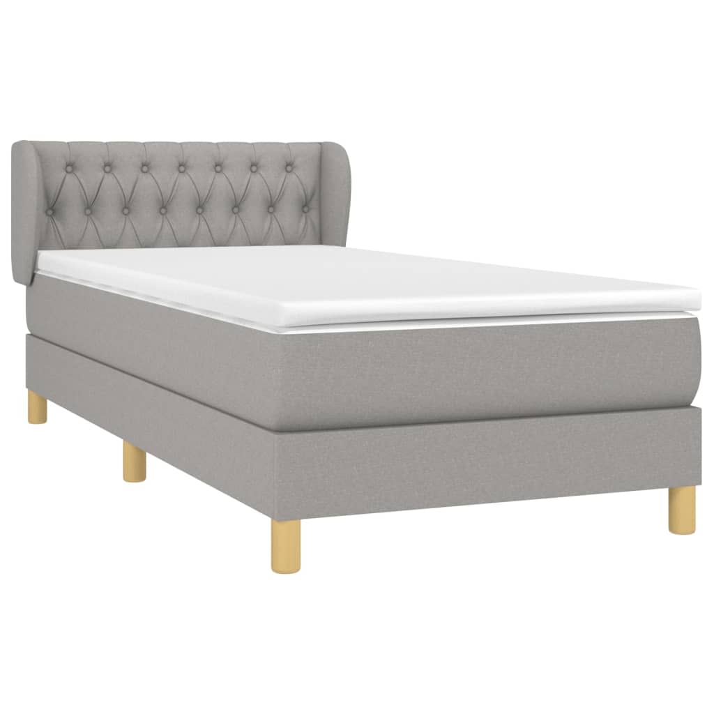 vidaXL Sommier à lattes de lit avec matelas Gris clair 90x200 cm Tissu