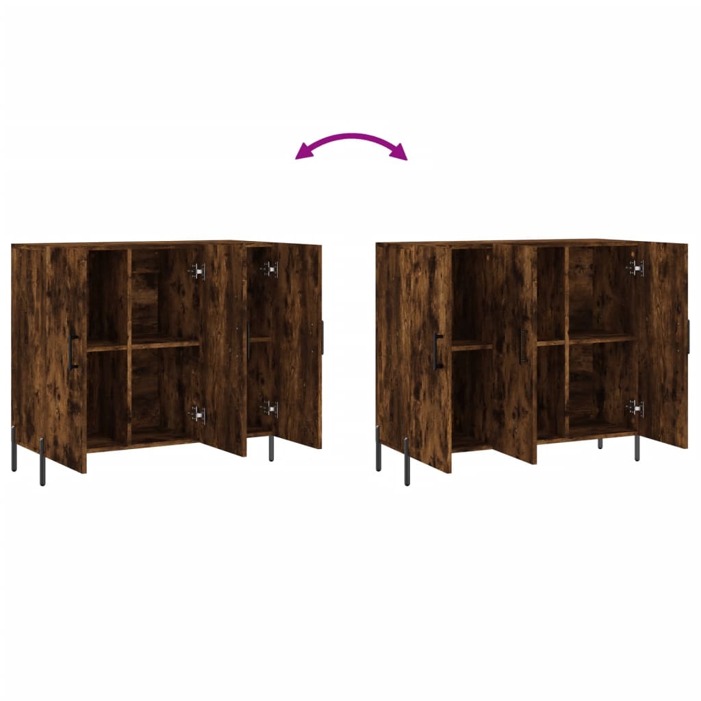 vidaXL Buffet chêne fumé 90x34x80 cm bois d'ingénierie