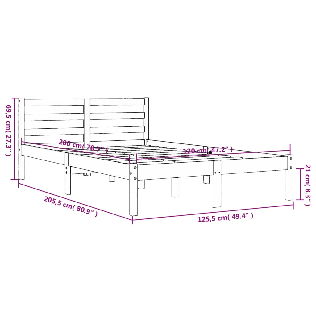 vidaXL Cadre de lit sans matelas cire marron 120x200cm bois pin massif