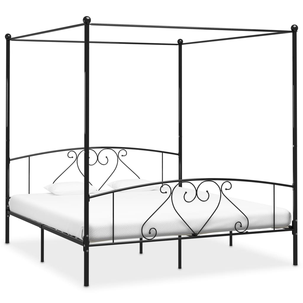 vidaXL Cadre de lit à baldaquin noir 180x200 cm métal