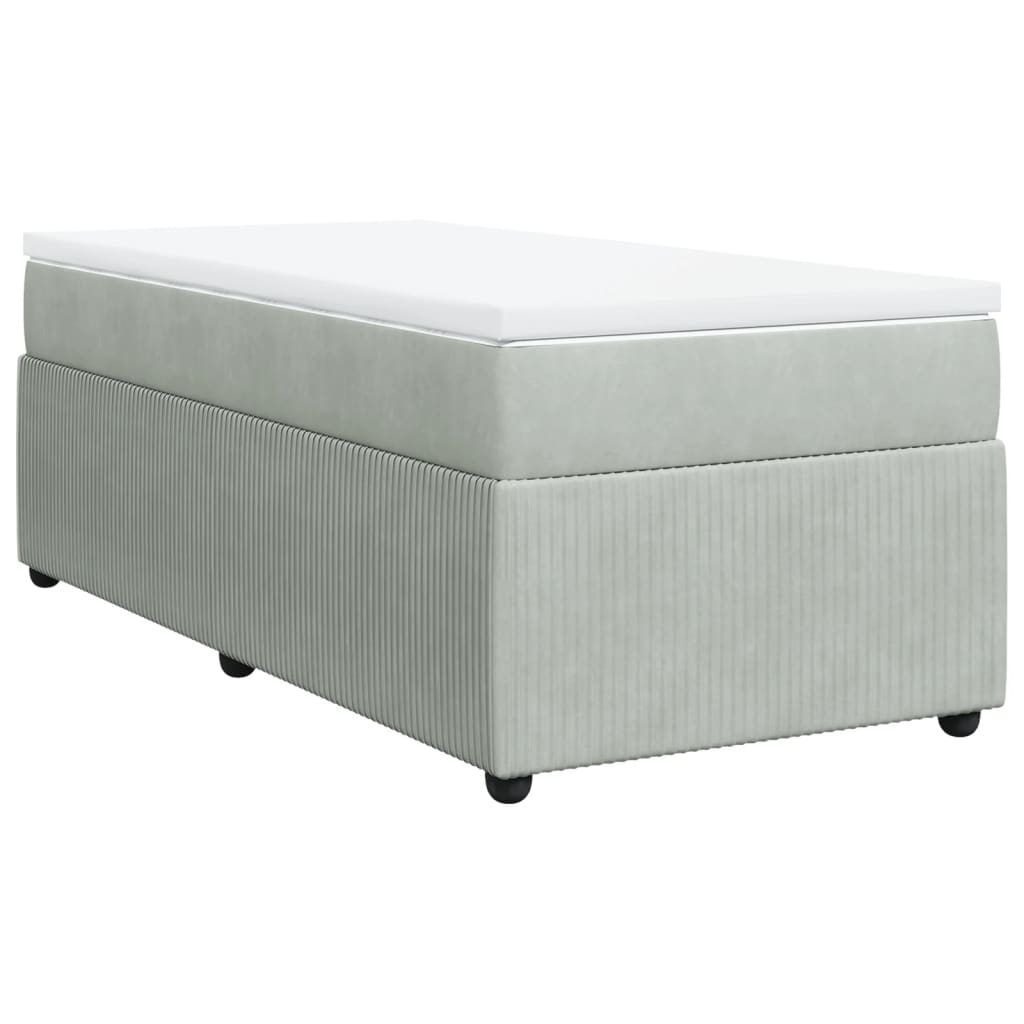 vidaXL Sommier à lattes de lit et matelas Gris clair 90x200 cm Velours