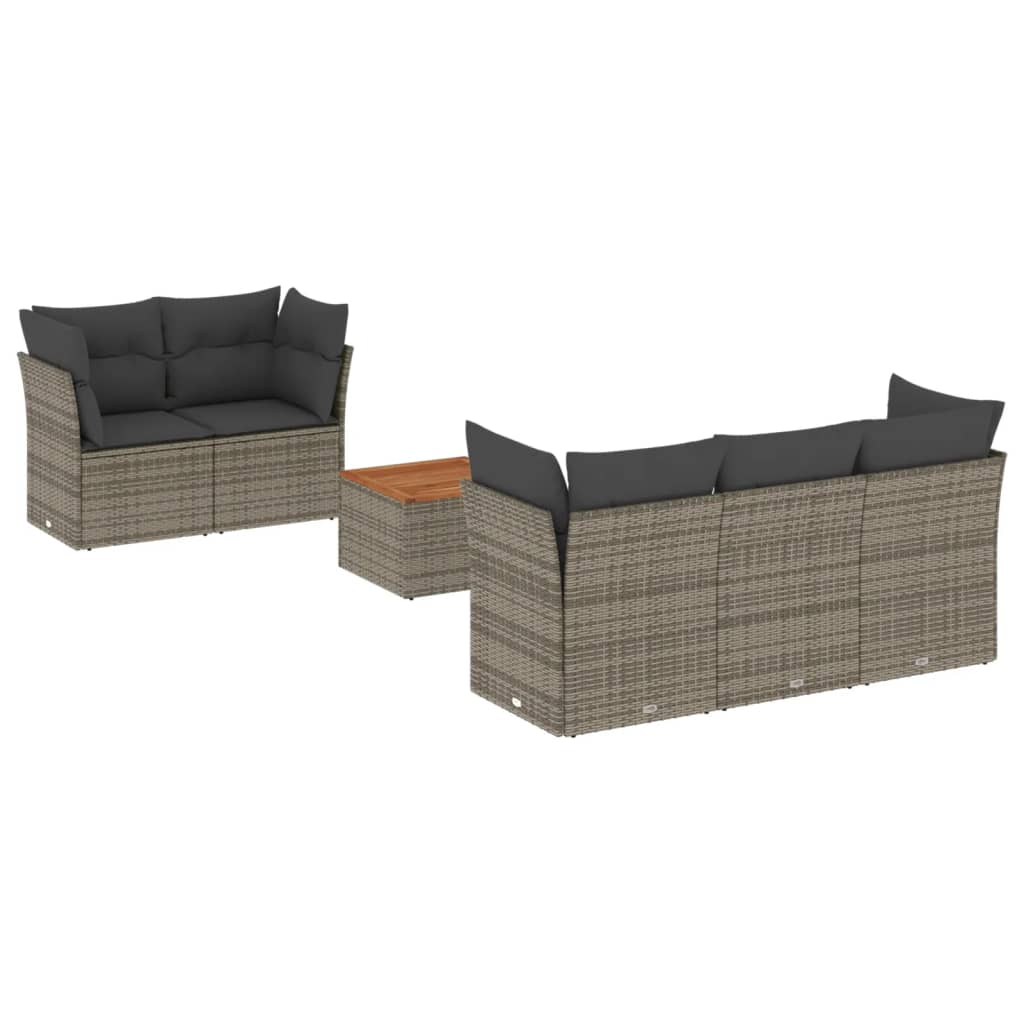 vidaXL Salon de jardin 6 pcs avec coussins gris résine tressée