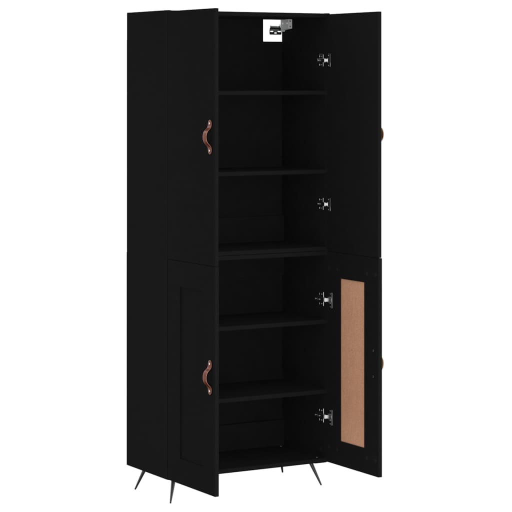 vidaXL Buffet haut Noir 69,5x34x180 cm Bois d'ingénierie