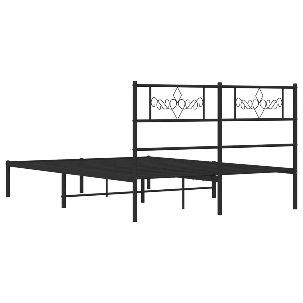 vidaXL Cadre de lit métal sans matelas avec tête de lit noir 135x190cm