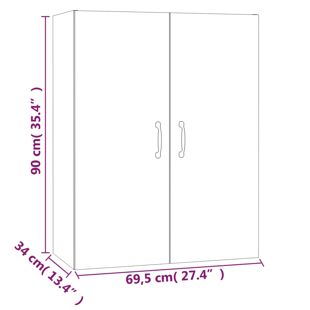 vidaXL Armoire suspendue Chêne sonoma 69,5x34x90 cm Bois d'ingénierie