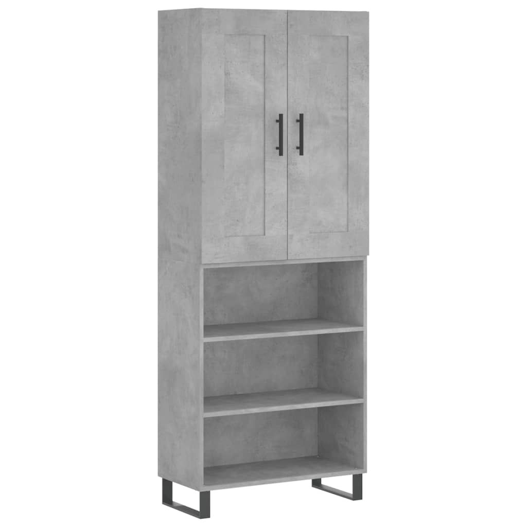 vidaXL Buffet haut Gris béton 69,5x34x180 cm Bois d'ingénierie