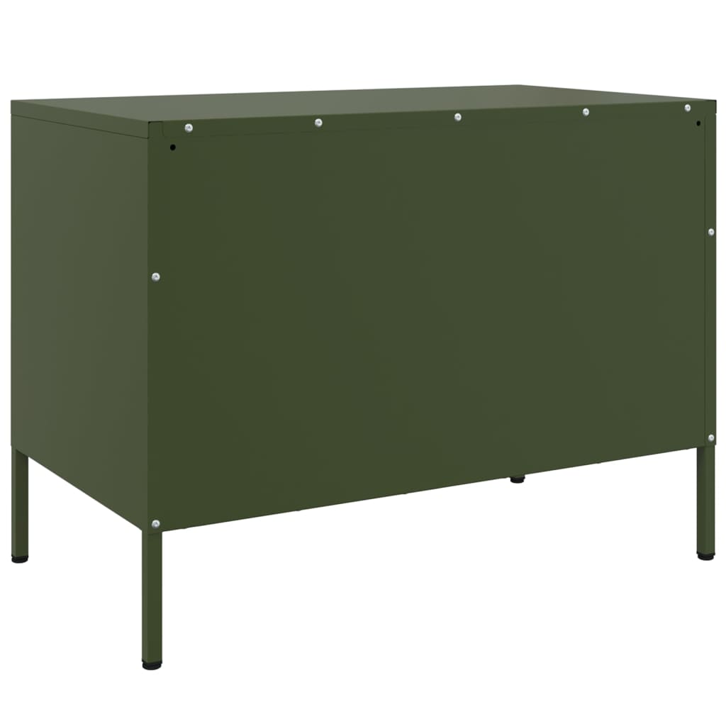 vidaXL Meuble TV vert olive 68x39x50,5 cm acier